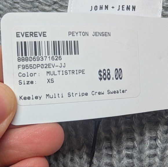 JOHN + JENN (XS) Keeley Colorful Multi Stripe Crew Oversize Sweater Evereve NWT - Picture 6 of 8